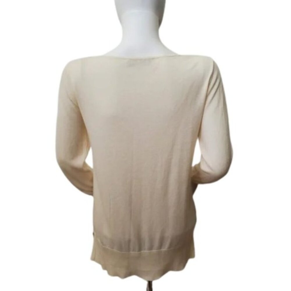 LOFT Women Top XS Beige Lace Long Sleeve Lightweight Casual Soft Knit - Picture 6 of 7